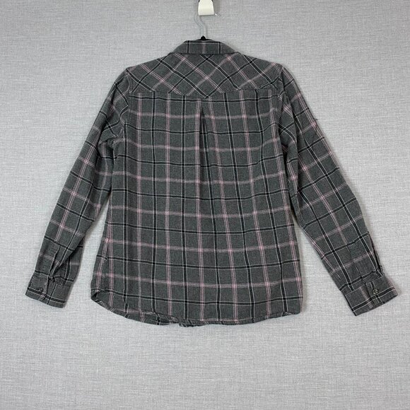 WindRiver Flannel Shirt Roll Tab Sleeves Cotton Sz Med Grey Pink Plaid - Picture 4 of 10